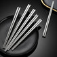 Stainless steel square chopsticks set with tapered tips