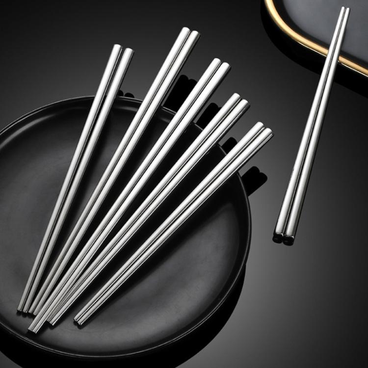 Stainless steel square chopsticks set with tapered tips