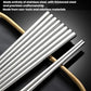 Silver stainless steel square chopsticks, neatly stacked