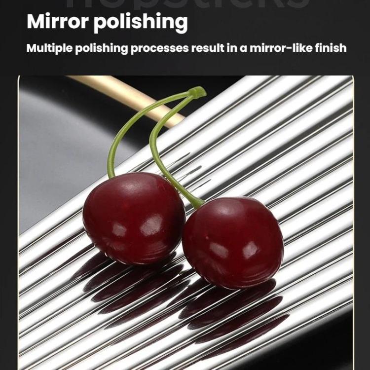 Mirror-polished stainless steel square chopsticks with shiny finish
