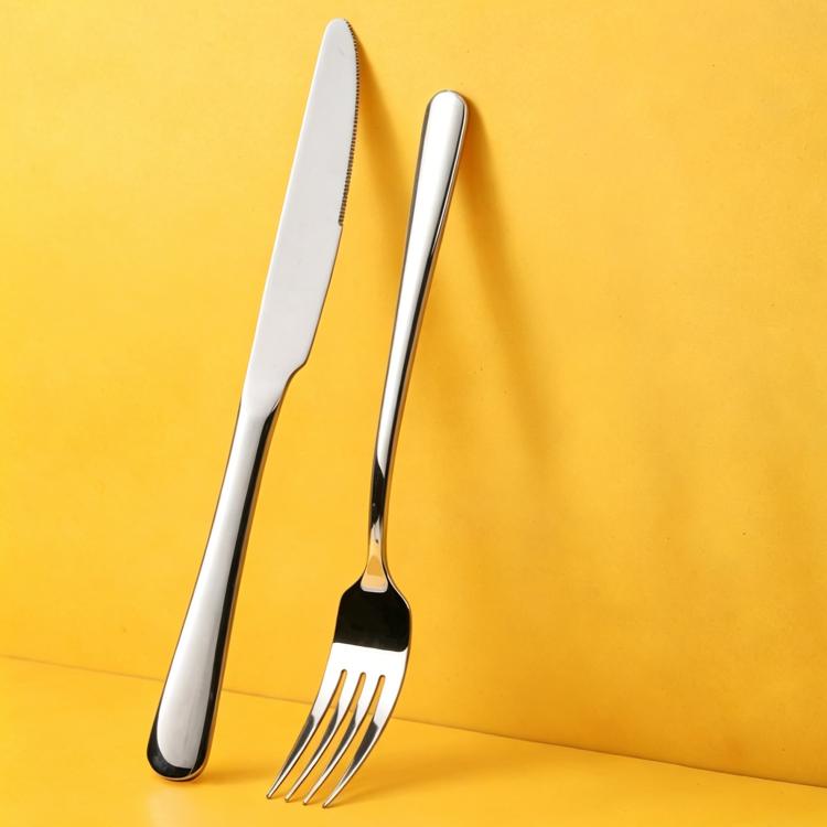 Stainless steel knife and fork set with polished finish