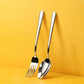 Stainless steel fork and pointed spoon set with polished finish