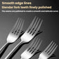 Stainless steel forks with slender tines, polished silver finish