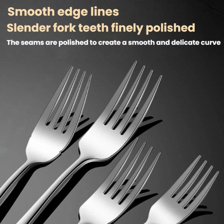 Stainless steel forks with slender tines, polished silver finish