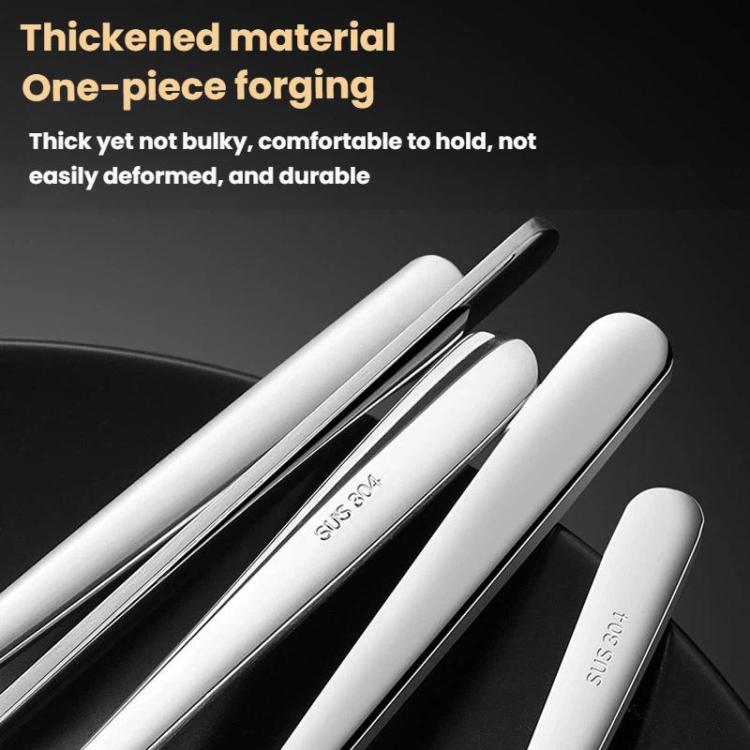 Stainless steel cutlery handles with engraved markings, polished finish