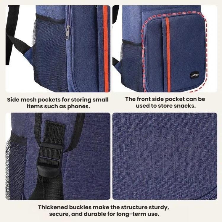 Insulated cooler backpack showing side mesh pockets and a padded front zip pocket.