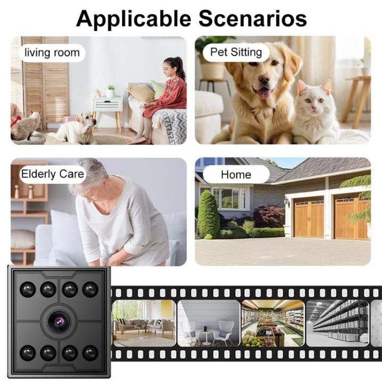 Mini HD infrared night vision camera with multi-lens front and motion-detect design