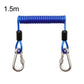 1.5m blue 49-strand steel safety rope with locking carabiners and spring cable