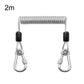 2m silver 49-strand steel safety rope with locking carabiners and coiled cable