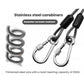 Stainless steel carabiners with black rubber sleeves on a coiled steel safety rope