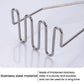 Stainless steel potato masher head with curved wavy tines on a straight rod.