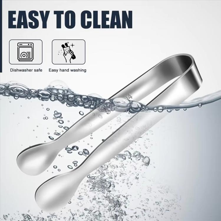 304 stainless steel ice tongs with sugar cube clip, water-splash cleaning view