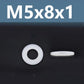 Nylon flat washer spacer with center hole, white, M5x8x1.