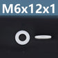 Nylon flat washer spacer with center hole, white, M6x12x1.