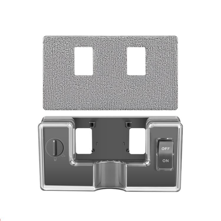 Gray water tank base with two square openings and ON/OFF switch panel