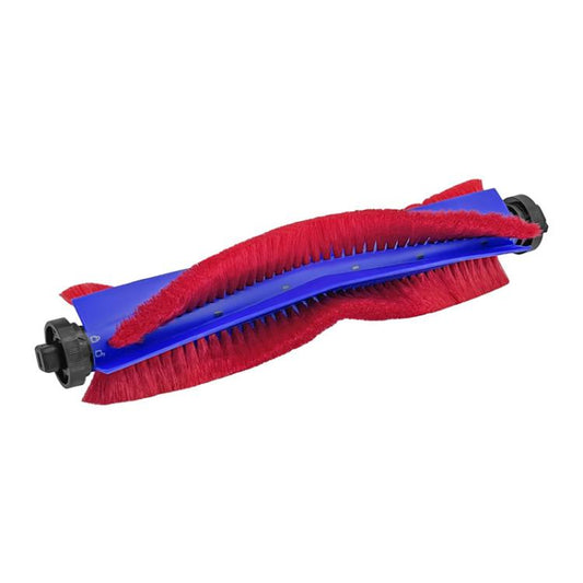Robot vacuum replacement roller brush with red bristles and blue sweeping bar