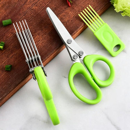 LsCook Stainless Steel Multi-Blade Multi-Function Kitchen Scallion Scissors, Cardboard Packaging 3-layer, Cardboard Packaging 5-layer