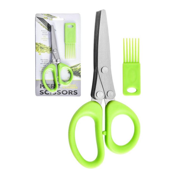 LsCook Stainless Steel Multi-Blade Multi-Function Kitchen Scallion Scissors, Cardboard Packaging 3-layer, Cardboard Packaging 5-layer