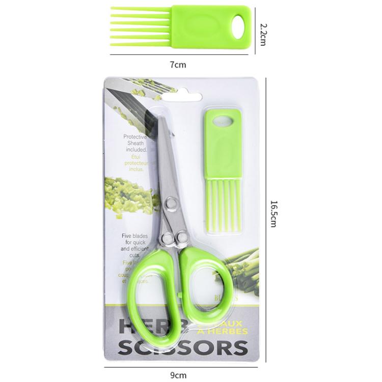 LsCook Stainless Steel Multi-Blade Multi-Function Kitchen Scallion Scissors, Cardboard Packaging 3-layer, Cardboard Packaging 5-layer