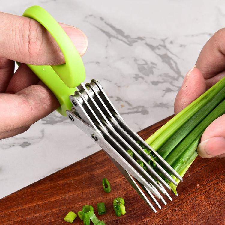 LsCook Stainless Steel Multi-Blade Multi-Function Kitchen Scallion Scissors, Cardboard Packaging 3-layer, Cardboard Packaging 5-layer