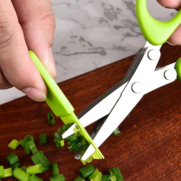 LsCook Stainless Steel Multi-Blade Multi-Function Kitchen Scallion Scissors, Cardboard Packaging 3-layer, Cardboard Packaging 5-layer