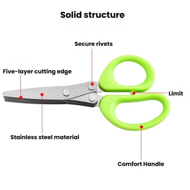 LsCook Stainless Steel Multi-Blade Multi-Function Kitchen Scallion Scissors, Cardboard Packaging 3-layer, Cardboard Packaging 5-layer