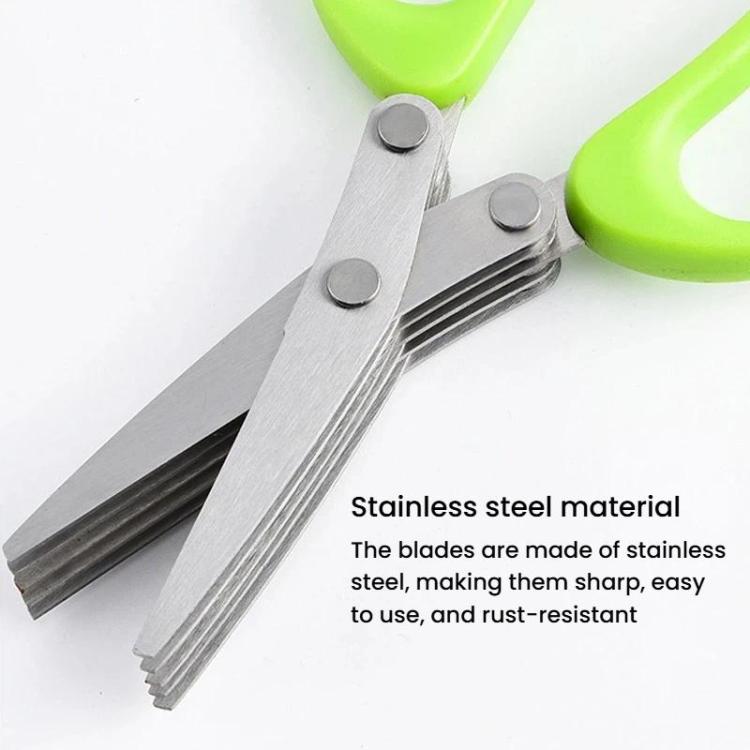 LsCook Stainless Steel Multi-Blade Multi-Function Kitchen Scallion Scissors, Cardboard Packaging 3-layer, Cardboard Packaging 5-layer
