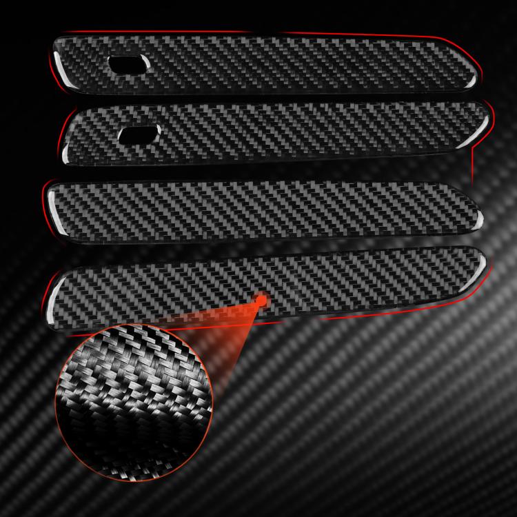 Red and black carbon-fiber style car door handle decoration stickers, four-piece set