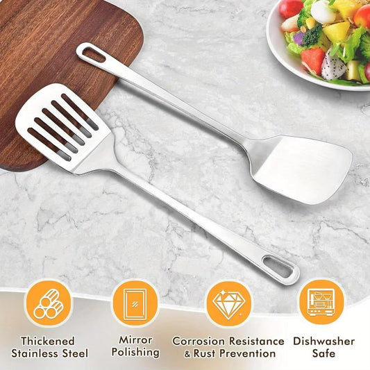 LsCook 430 Stainless Steel Kitchenware Kitchen Stir-Fry Spatula, Solid Spatula, Slotted Spatula