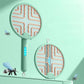 Green folding mosquito zapper lamp with glowing blue light, round grille and hanging loop