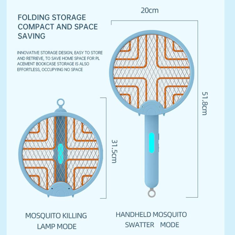 Blue 2-in-1 folding mosquito zapper with handheld handle and round lamp head