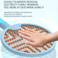 Blue folding mosquito zapper with protective grid, held by a hand