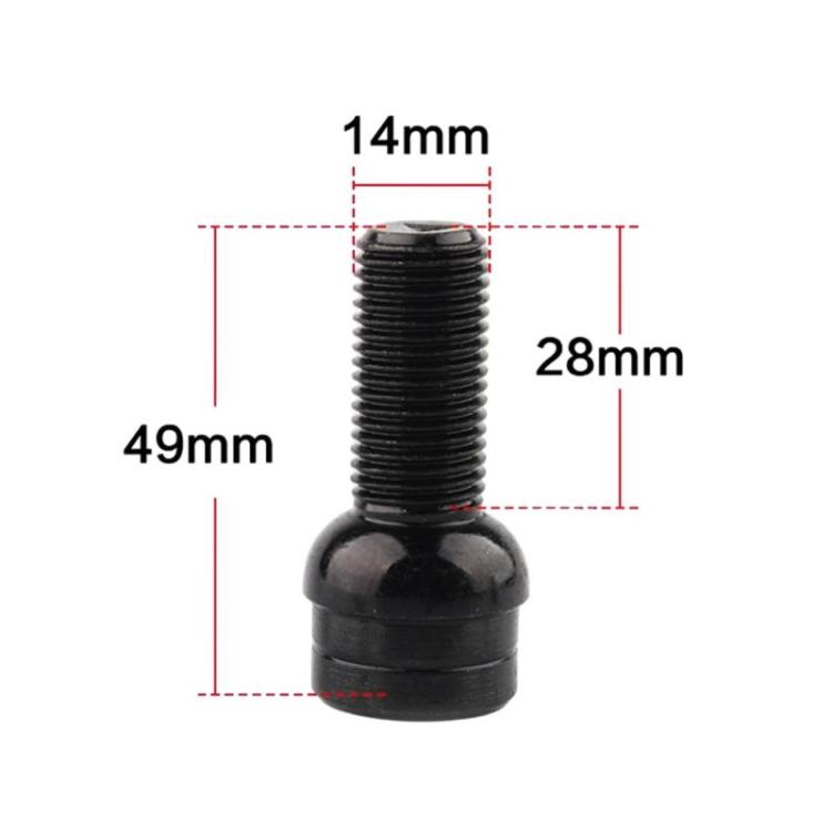 Anti-theft tire bolt dimensions: 14mm x 28mm, 49mm overall length