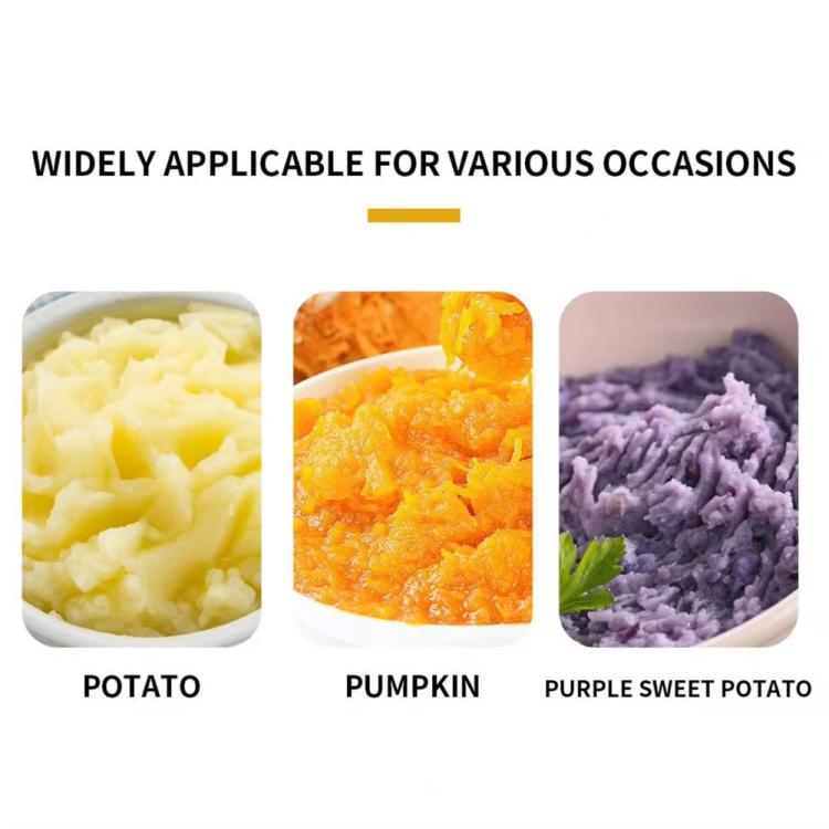 Infographic icons for mashed potato, pumpkin, and purple sweet potato
