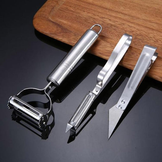 LsCook Stainless Steel Peeler & Grater, Single English Cardboard Packaged, 2-Piece Set Card-packaged