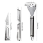Stainless steel peeler and grater set dimensions diagram with three pieces