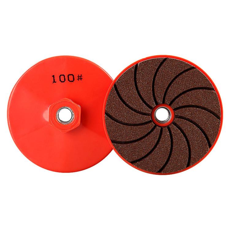 Red and dark grinding discs, 100 grit, with threaded center hole