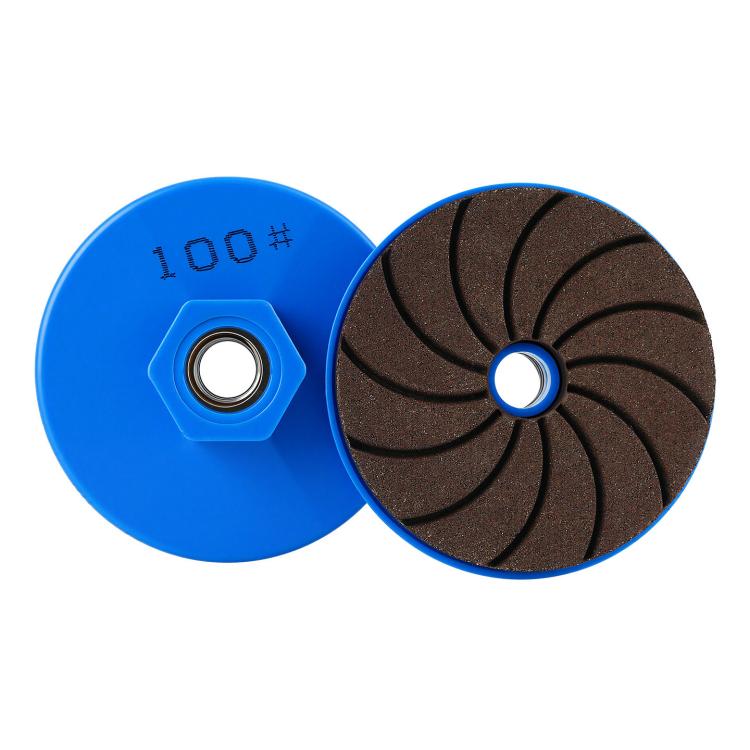 Blue and dark grinding discs, 100 grit, with threaded center hole