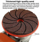 Close-up of dark brown grinding disc surface with threaded center and 6mm indicator