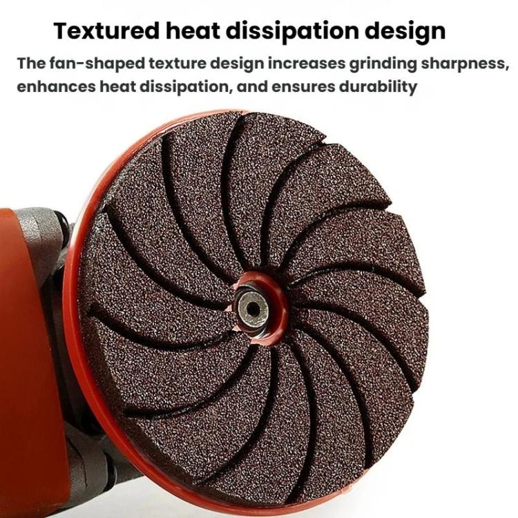 Tile edge grinding wheel with black abrasive disc and red guard ring