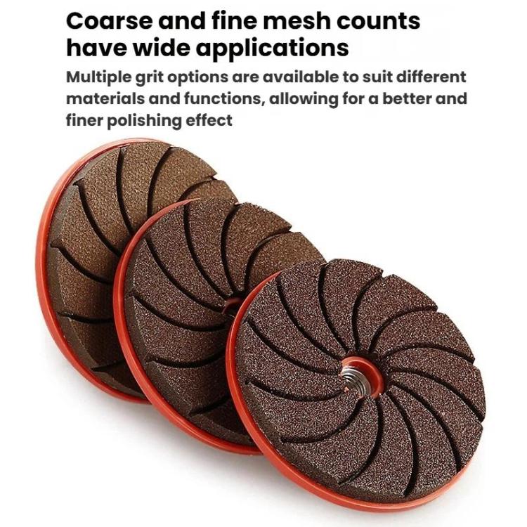 Set of tile edge grinding wheels with black abrasive discs and red rims