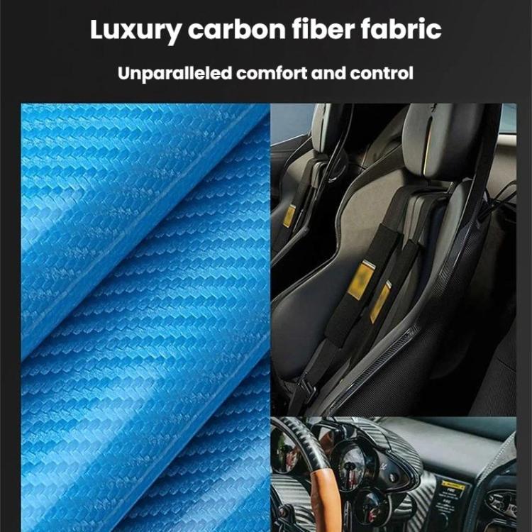 Blue honeycomb-pattern steering wheel cover with carbon-fiber look paneling