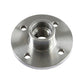 Stainless-style flange plate adapter with threaded hub and four side bolt holes