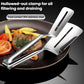 304 stainless steel food tongs with hollow, slotted clamp for draining oil