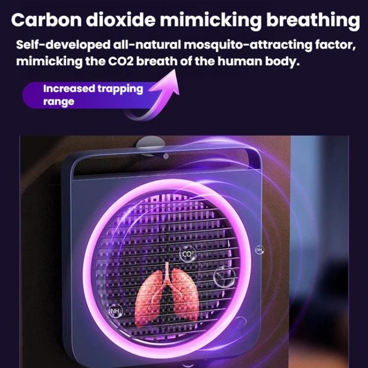 Mosquito killer with purple glowing ring and circular internal UV grid