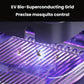 Purple-lit UV grid tracks with small mosquitoes positioned on the surface