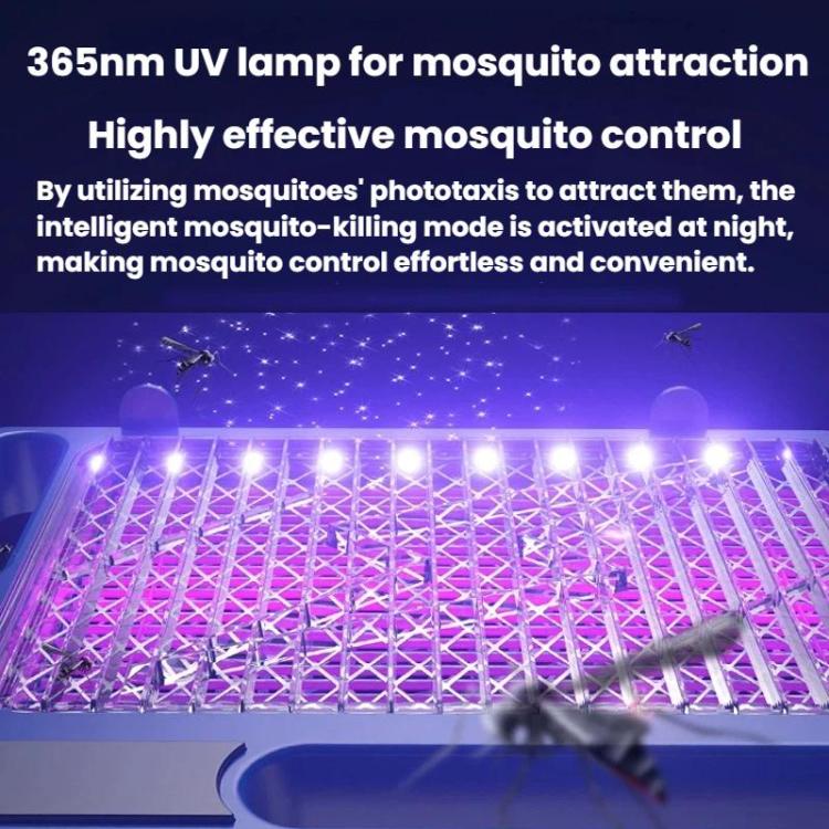 Electric mosquito trap showing bright purple UV grid attracting insects