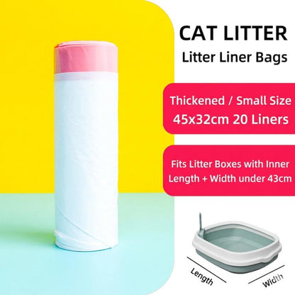 White cat litter liner bag roll with pink top lid