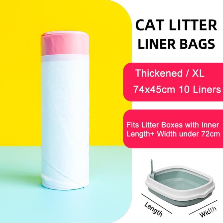 White cat litter liner bag roll with pink top lid