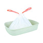 White cat litter box liner bag with drawstring and orange easy-pull handles